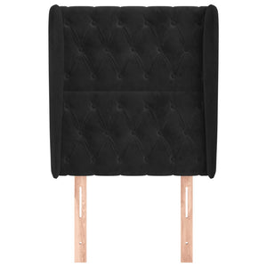 Testiera ad Orecchio-Testata con Orecchie Nera 83x23x118/128 cm in Velluto 749226