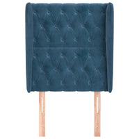 Testiera ad Orecchio-Testata con Orecchie Blu Scuro 83x23x118/128 cm in Velluto 475209