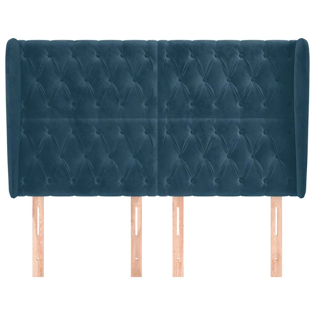 Testiera ad Orecchio Blu Scuro 147x23x118/128cm in Velluto