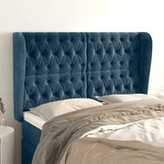 Testiera ad Orecchio Blu Scuro 147x23x118/128cm in Velluto