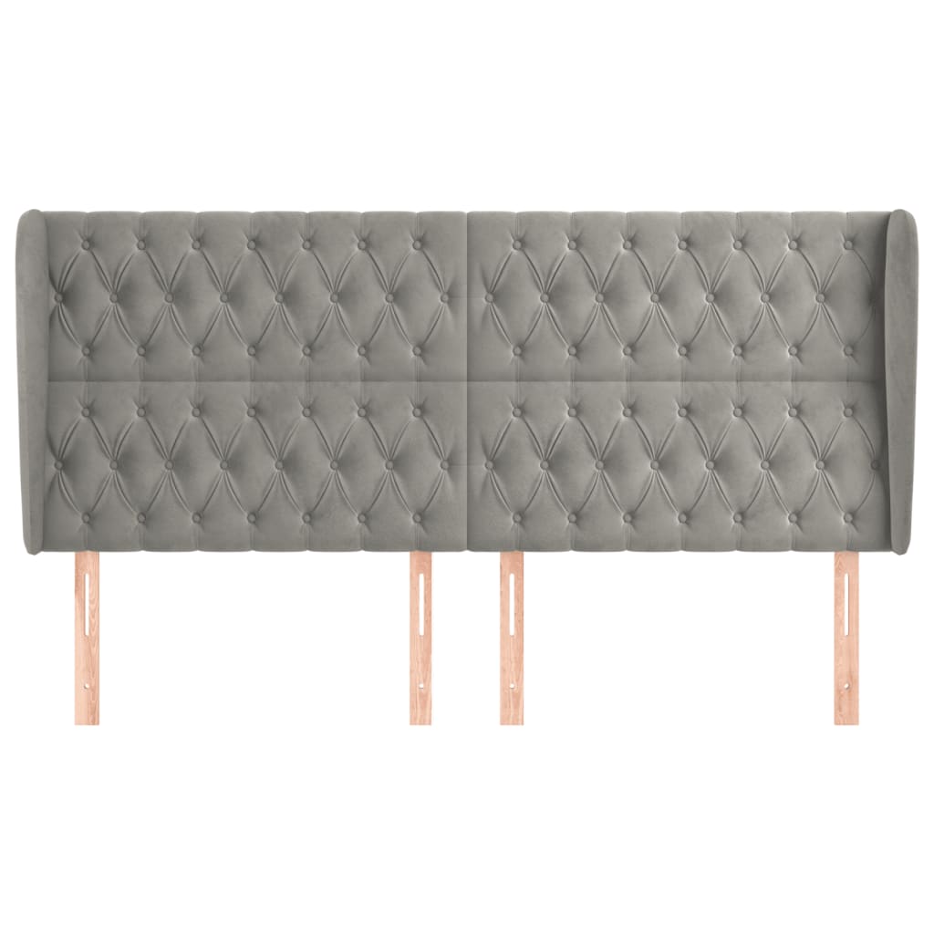 Testiera ad Orecchio Grigio Chiaro 183x23x118/128 cm in Velluto 3118352