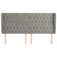 Testiera ad Orecchio-Testata con Orecchie Grigio Chiaro 183x23x118/128 cm in Velluto 481329