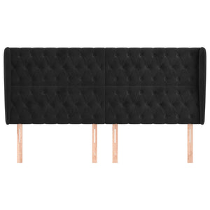 Testiera ad Orecchio Nera 183x23x118/128 cm in Velluto 3118354