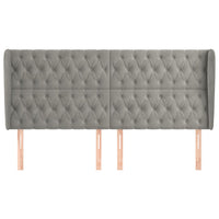 Testiera ad Orecchio-Testata con Orecchie Grigio Chiaro 203x23x118/128 cm in Velluto 321339