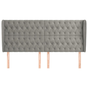 Testiera ad Orecchio-Testata con Orecchie Grigio Chiaro 203x23x118/128 cm in Velluto 321339