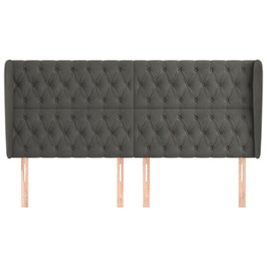 Testiera ad Orecchio-Testata con Orecchie GrigioScuro 203x23x118/128cm in Velluto 530494