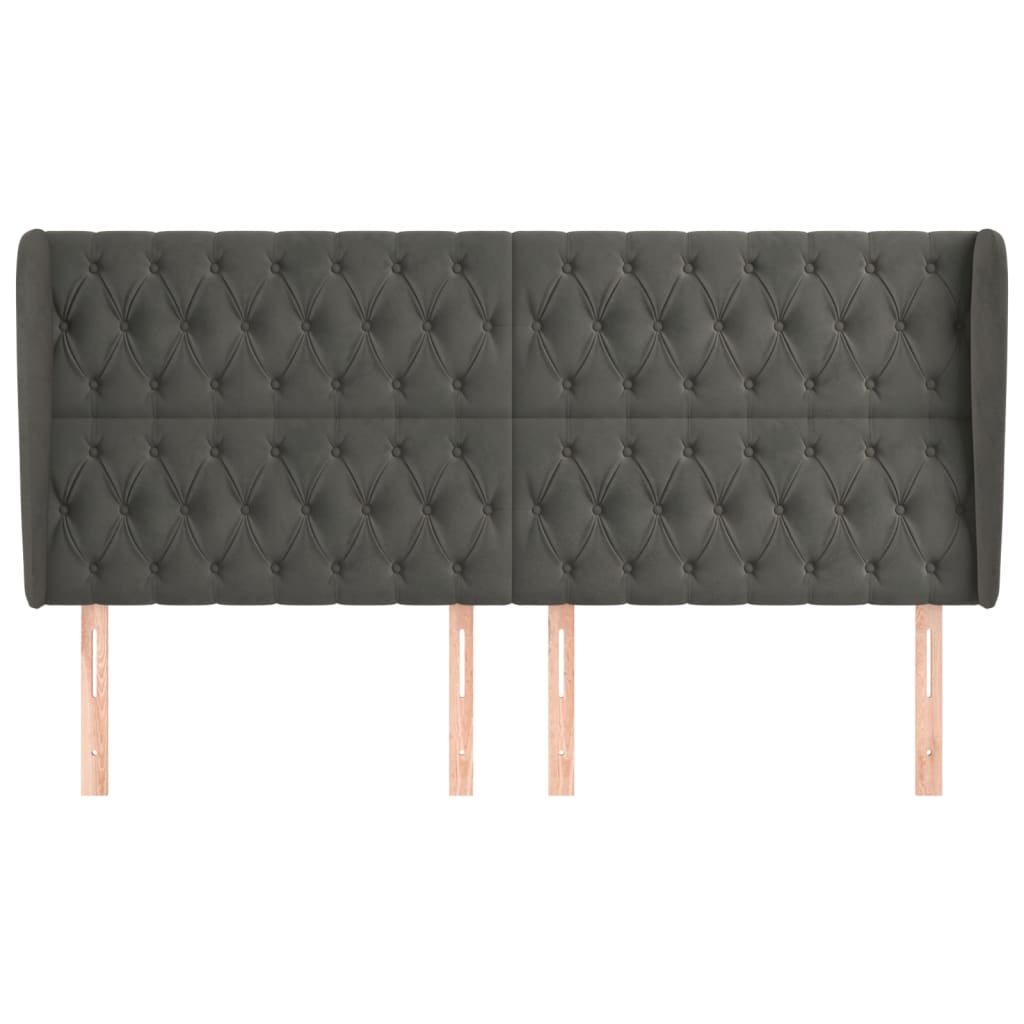 Testiera ad Orecchio GrigioScuro 203x23x118/128cm in Velluto 3118359