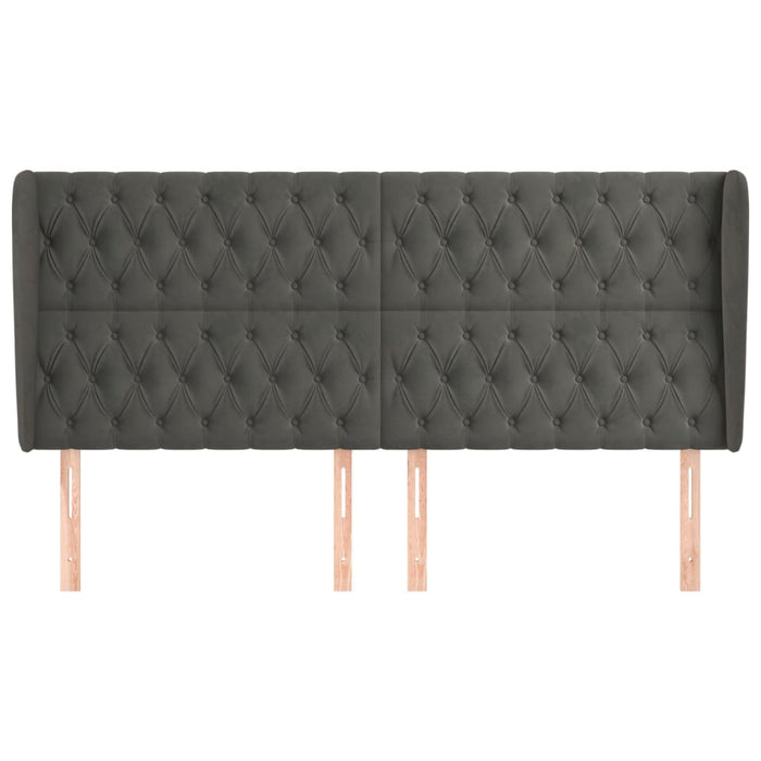 Testiera ad Orecchio GrigioScuro 203x23x118/128cm in Velluto 3118359