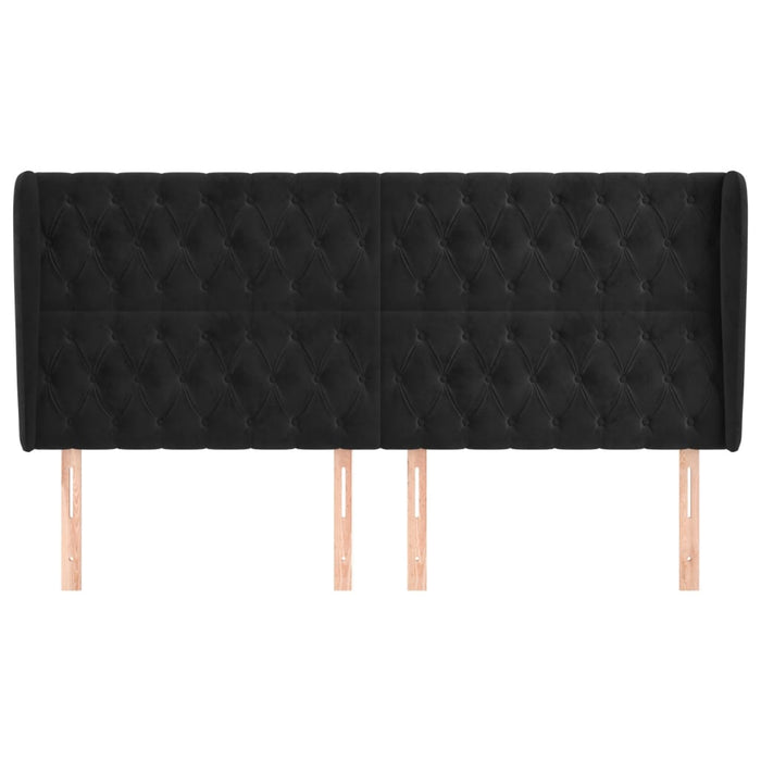 Testiera ad Orecchio-Testata con Orecchie Nera 203x23x118/128 cm in Velluto 618298