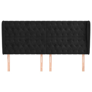 Testiera ad Orecchio Nera 203x23x118/128 cm in Velluto 3118360