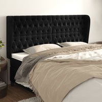 Testiera ad Orecchio-Testata con Orecchie Nera 203x23x118/128 cm in Velluto 618298