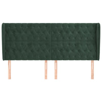 Testiera ad Orecchio-Testata con Orecchie Verde Scuro 203x23x118/128cm in Velluto 894402