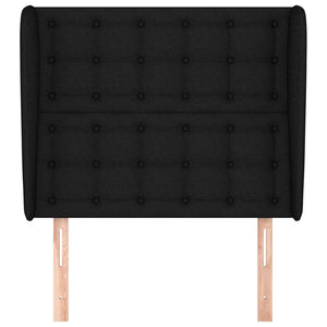 Testiera ad Orecchio-Testata con Orecchie Nera 93x23x118/128 cm in Tessuto 843934