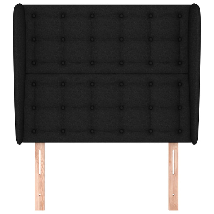 Testiera ad Orecchio-Testata con Orecchie Nera 93x23x118/128 cm in Tessuto 843934