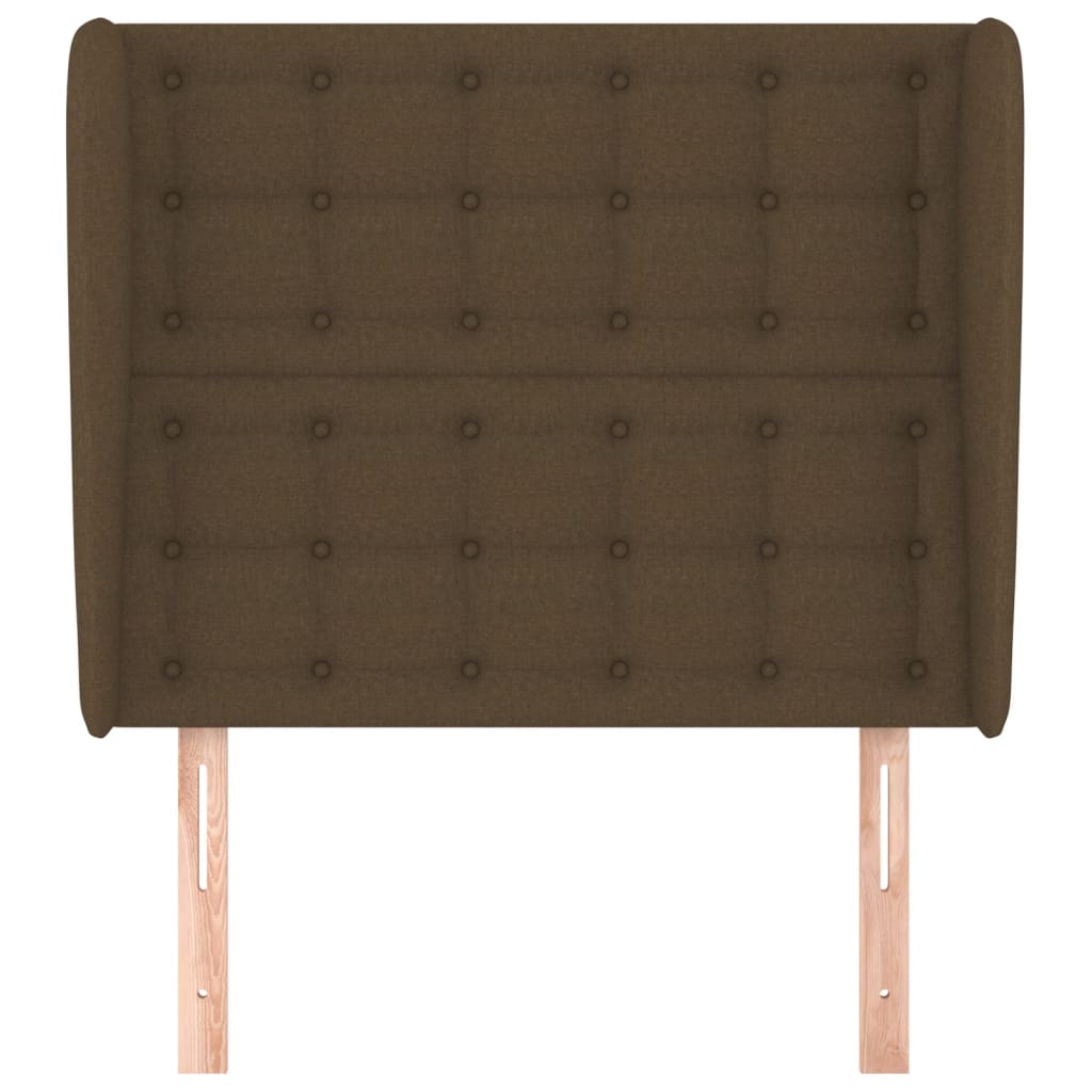 Testiera ad Orecchio-Testata con Orecchie Marrone Scuro 93x23x118/128 cm in Tessuto 190359