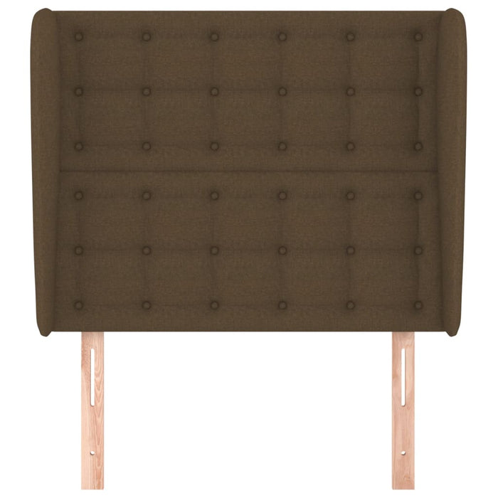 Testiera ad Orecchio-Testata con Orecchie Marrone Scuro 93x23x118/128 cm in Tessuto 190359