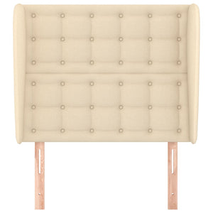 Testiera ad Orecchio-Testata con Orecchie Crema 93x23x118/128 cm in Tessuto 659540