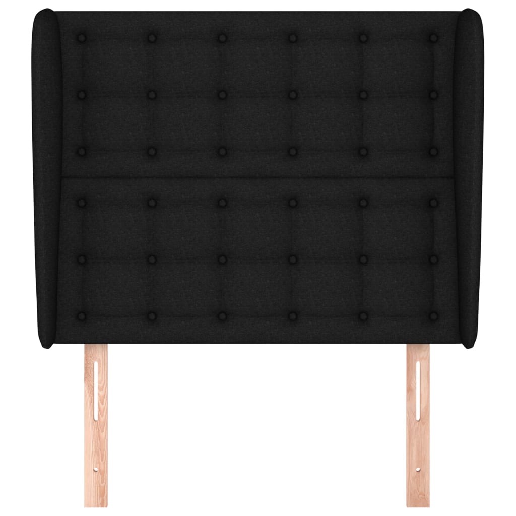 Testiera ad Orecchio-Testata con Orecchie Nera 103x23x118/128 cm in Tessuto 421281