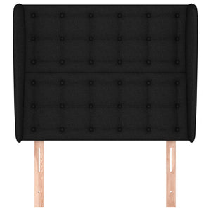 Testiera ad Orecchio-Testata con Orecchie Nera 103x23x118/128 cm in Tessuto 421281