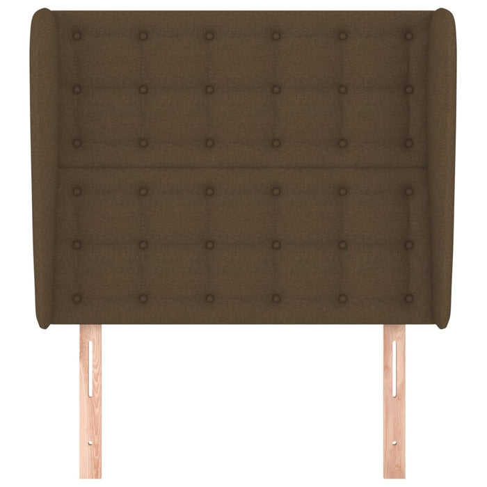 Testiera ad Orecchio-Testata con Orecchie Marrone Scuro 103x23x118/128 cm in Tessuto 388649