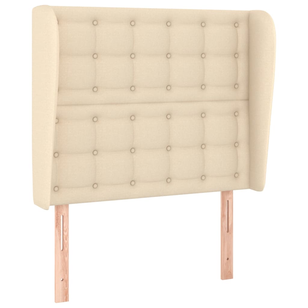 Testiera ad Orecchio-Testata con Orecchie Crema 103x23x118/128 cm in Tessuto 745695