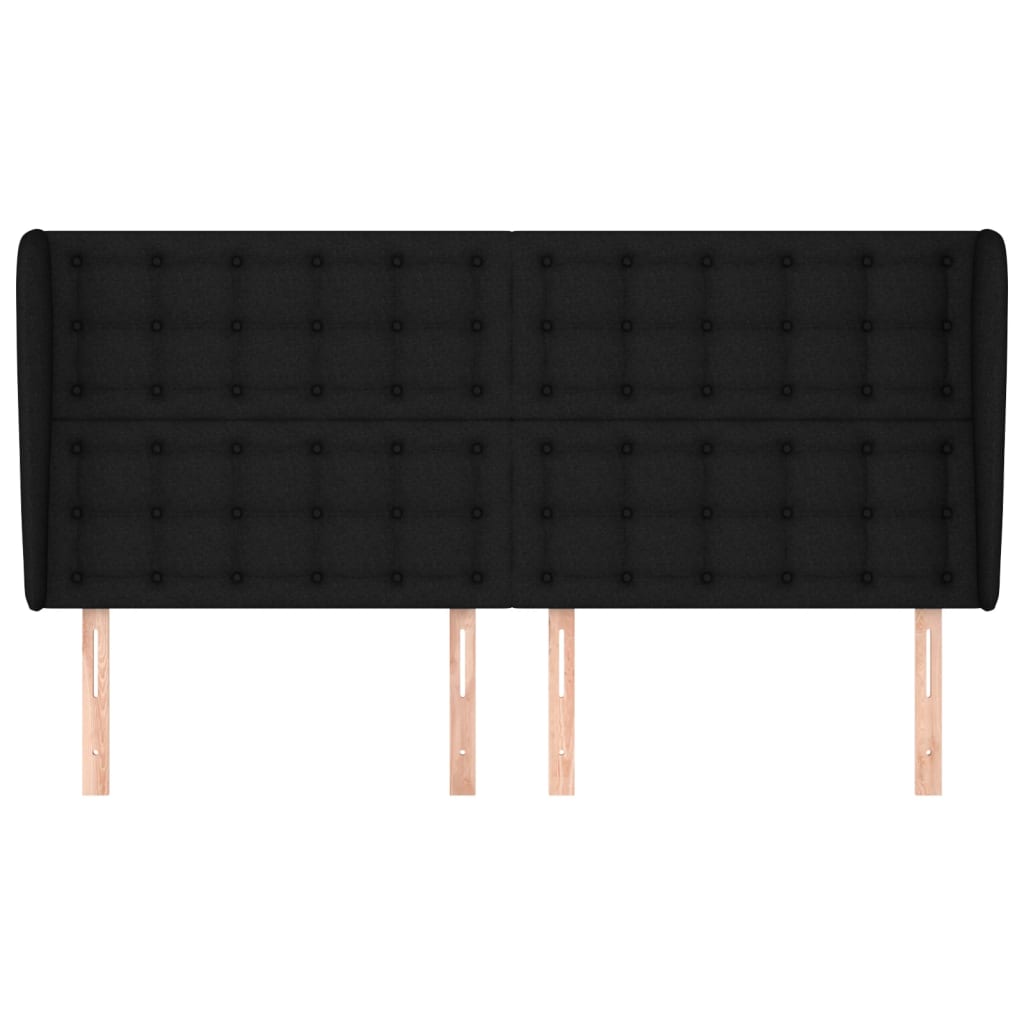 Testiera ad Orecchio Nera 163x23x118/128 cm in Tessuto 3118398