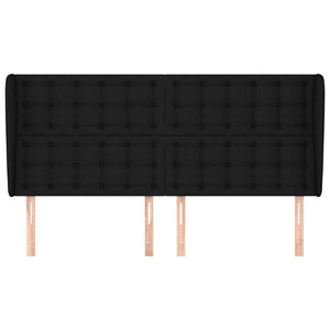 Testiera ad Orecchio Nera 163x23x118/128 cm in Tessuto 3118398