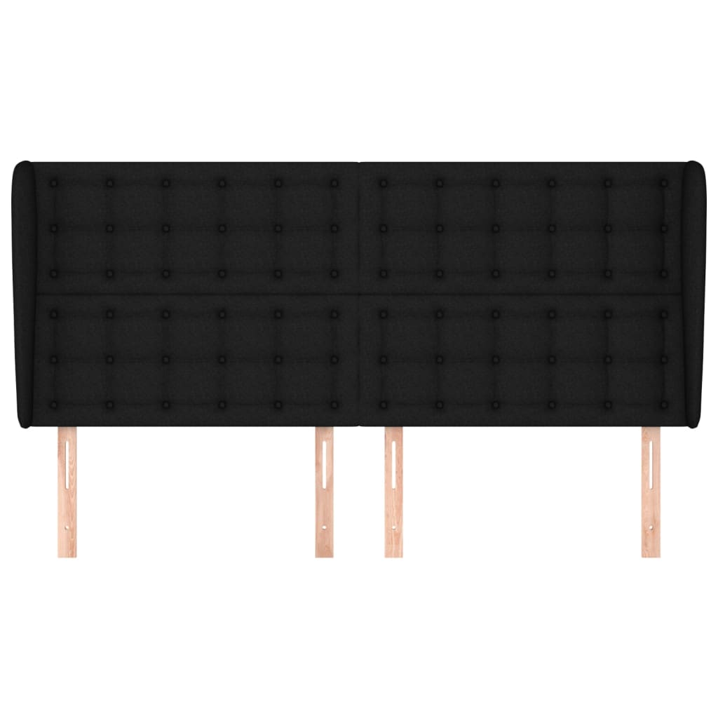 Testiera ad Orecchio-Testata con Orecchie Nera 203x23x118/128 cm in Tessuto 700429