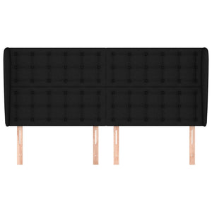 Testiera ad Orecchio-Testata con Orecchie Nera 203x23x118/128 cm in Tessuto 700429