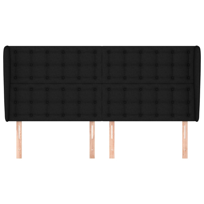 Testiera ad Orecchio-Testata con Orecchie Nera 203x23x118/128 cm in Tessuto 700429