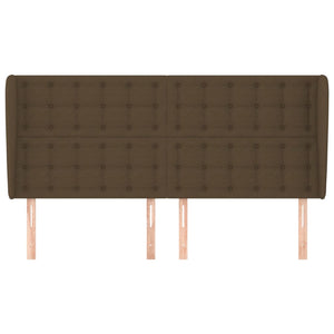 Testiera ad Orecchio-Testata con Orecchie Marrone Scuro 203x23x118/128 cm in Tessuto 390925