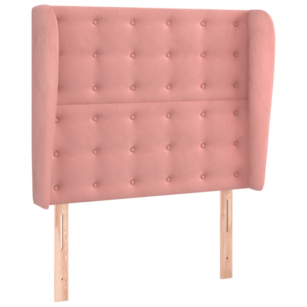 Testiera ad Orecchio-Testata con Orecchie Rosa 83x23x118/128 cm in Velluto 849683