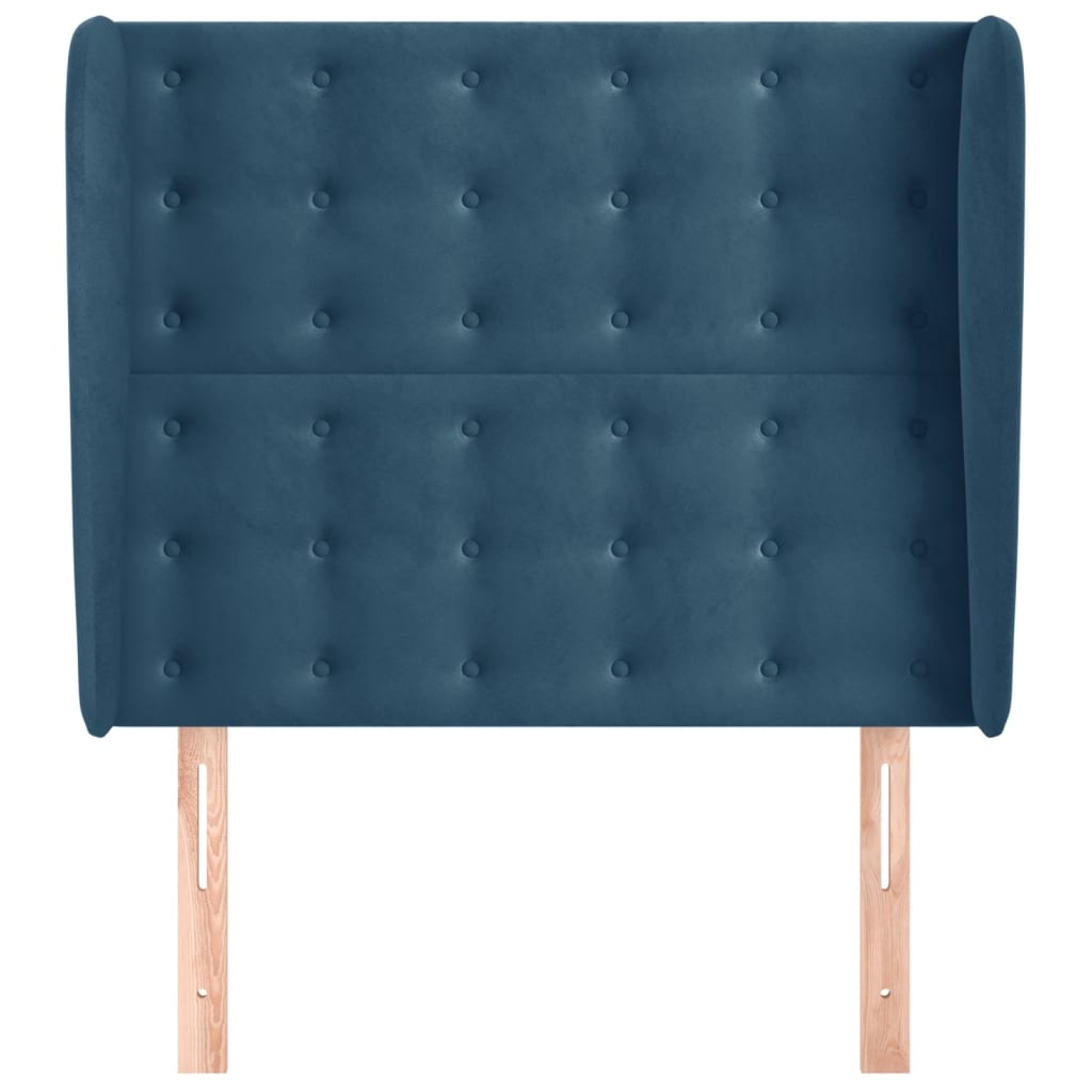 Testiera ad Orecchio-Testata con Orecchie Blu Scuro 93x23x118/128 cm in Velluto 568502