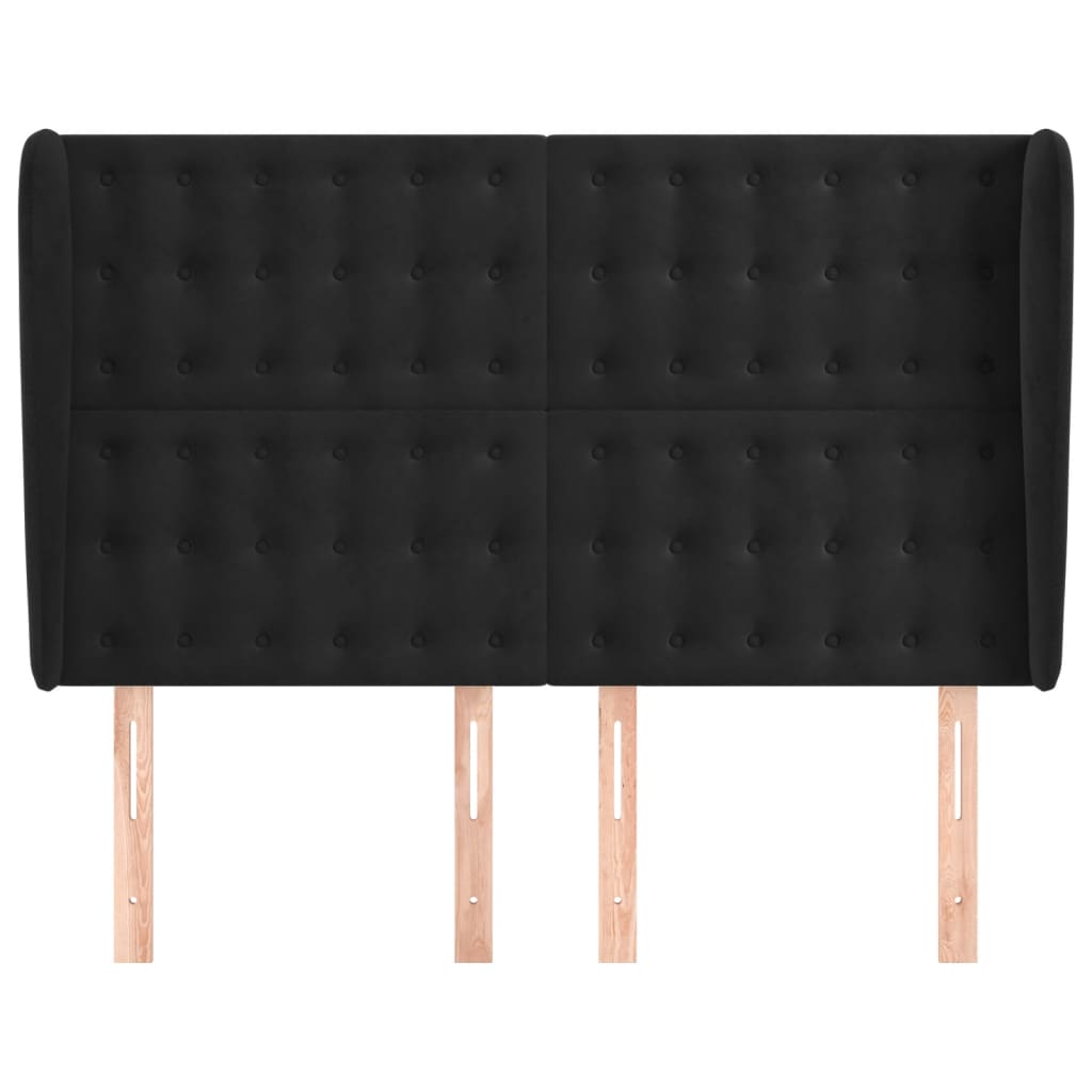 Testiera ad Orecchio Nera 147 x 23 x 118/128 cm in Velluto 3118440