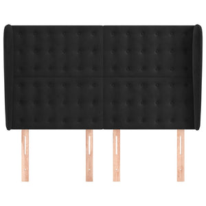 Testiera ad Orecchio Nera 147 x 23 x 118/128 cm in Velluto 3118440