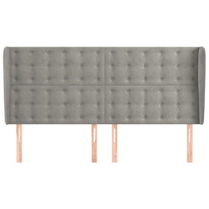 Testiera ad Orecchio-Testata con Orecchie Grigio Chiaro 183x23x118/128 cm in Velluto 706054