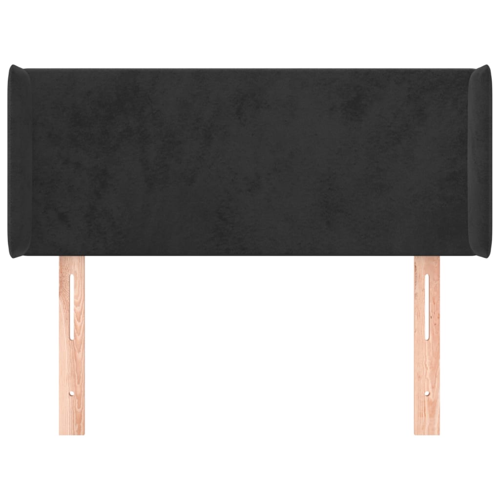 Testiera ad Orecchio-Testata con Orecchie Nera 93x16x78/88 cm in Velluto 322999