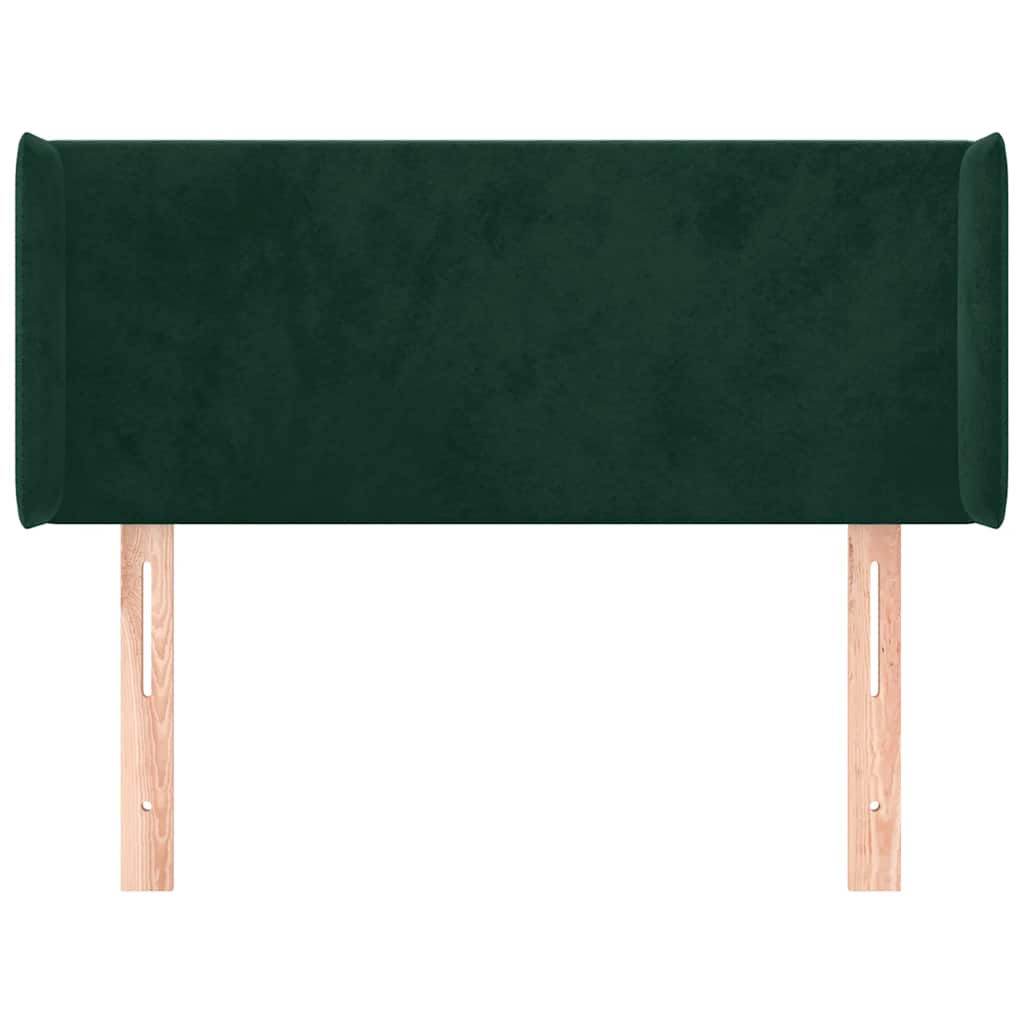 Testiera ad Orecchio-Testata con Orecchie Verde Scuro 93x16x78/88 cm in Velluto 744261