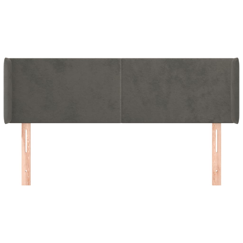 Testiera ad Orecchio-Testata con Orecchie Grigio Scuro 147x16x78/88 cm in Velluto 315372