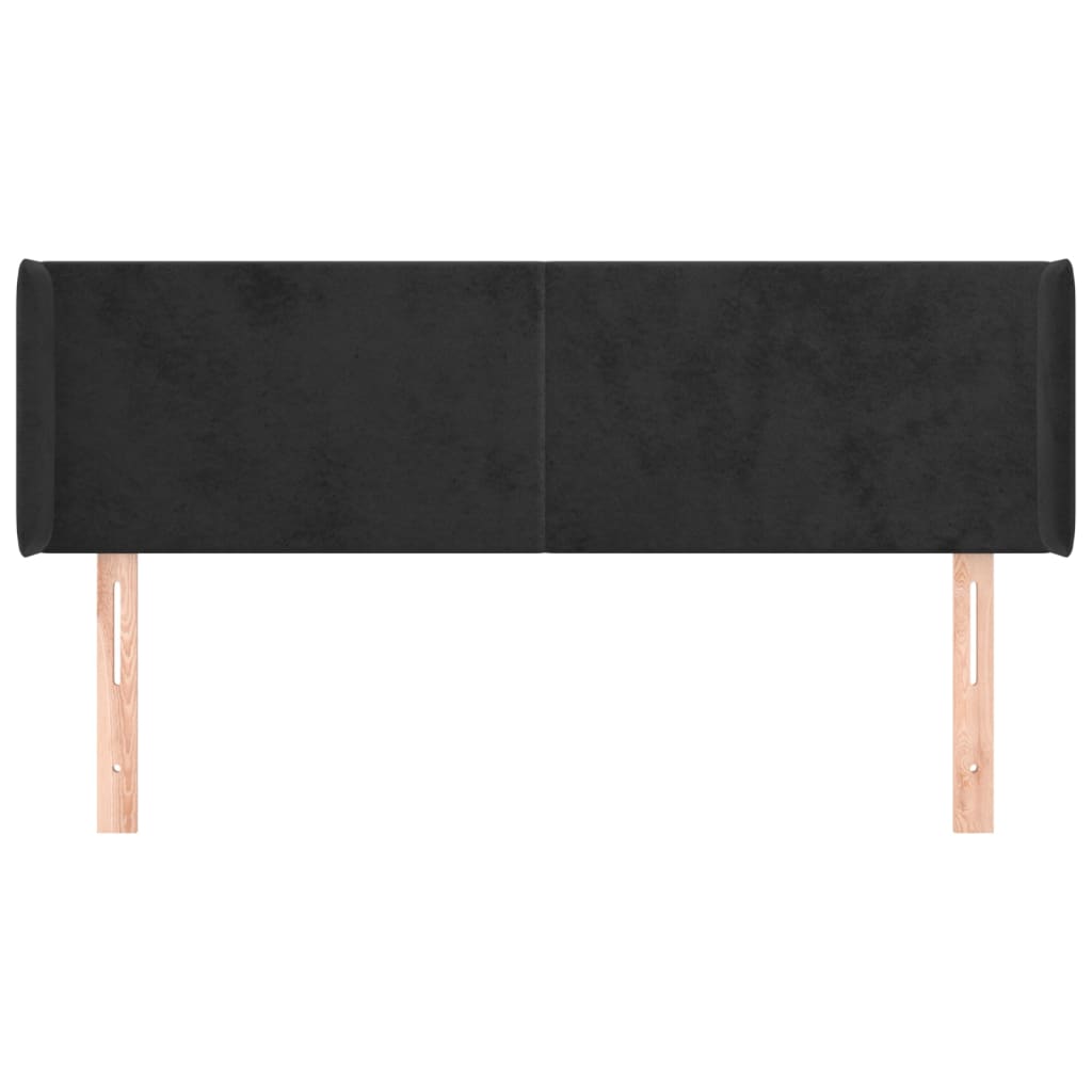 Testiera ad Orecchio Nera 147x16x78/88 cm in Velluto 3118538