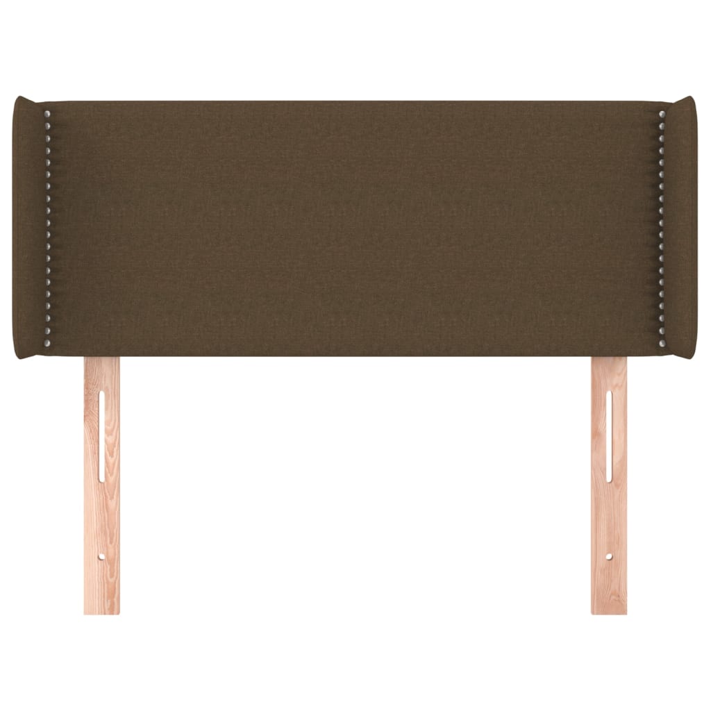 Testiera ad Orecchio-Testata con Orecchie Marrone Scuro 103x16x78/88 cm in Tessuto 345755