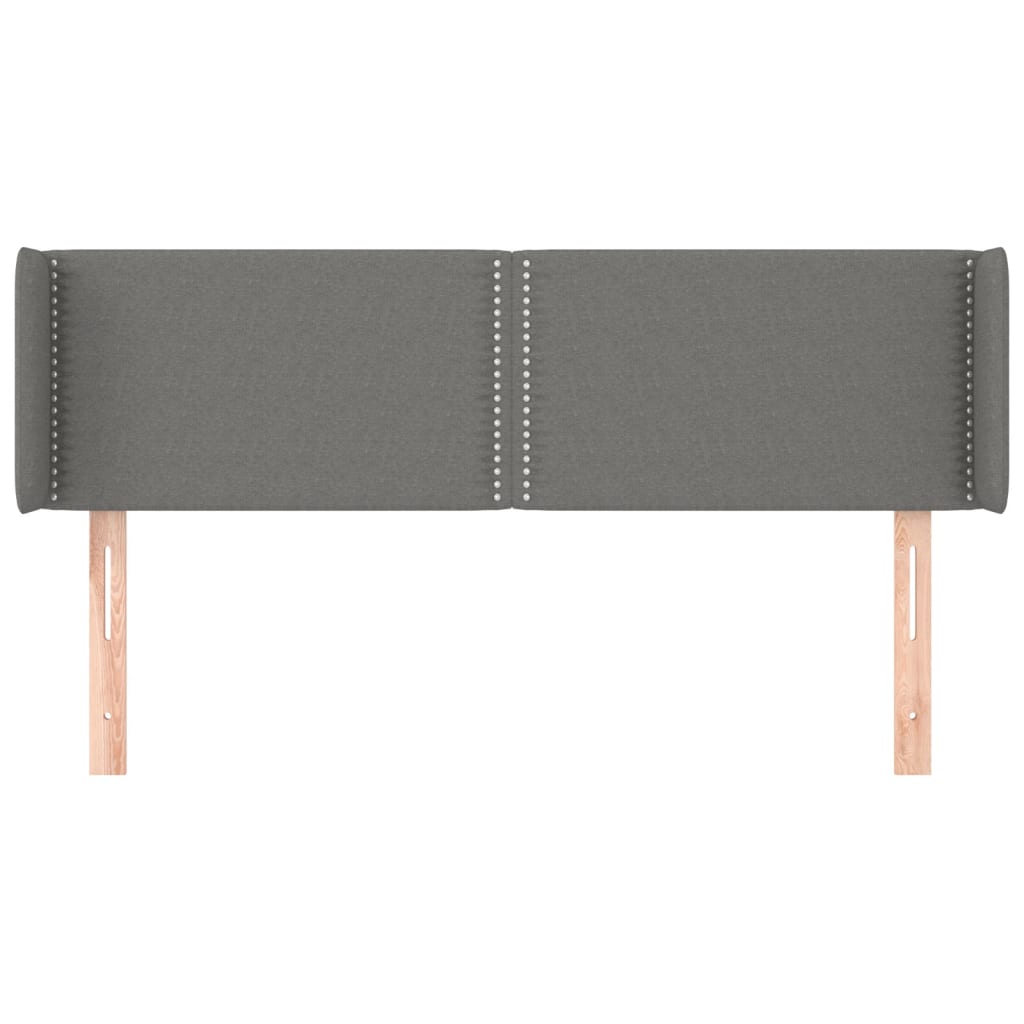 Testiera ad Orecchio-Testata con Orecchie Grigio Scuro 147x16x78/88 cm in Tessuto 816243