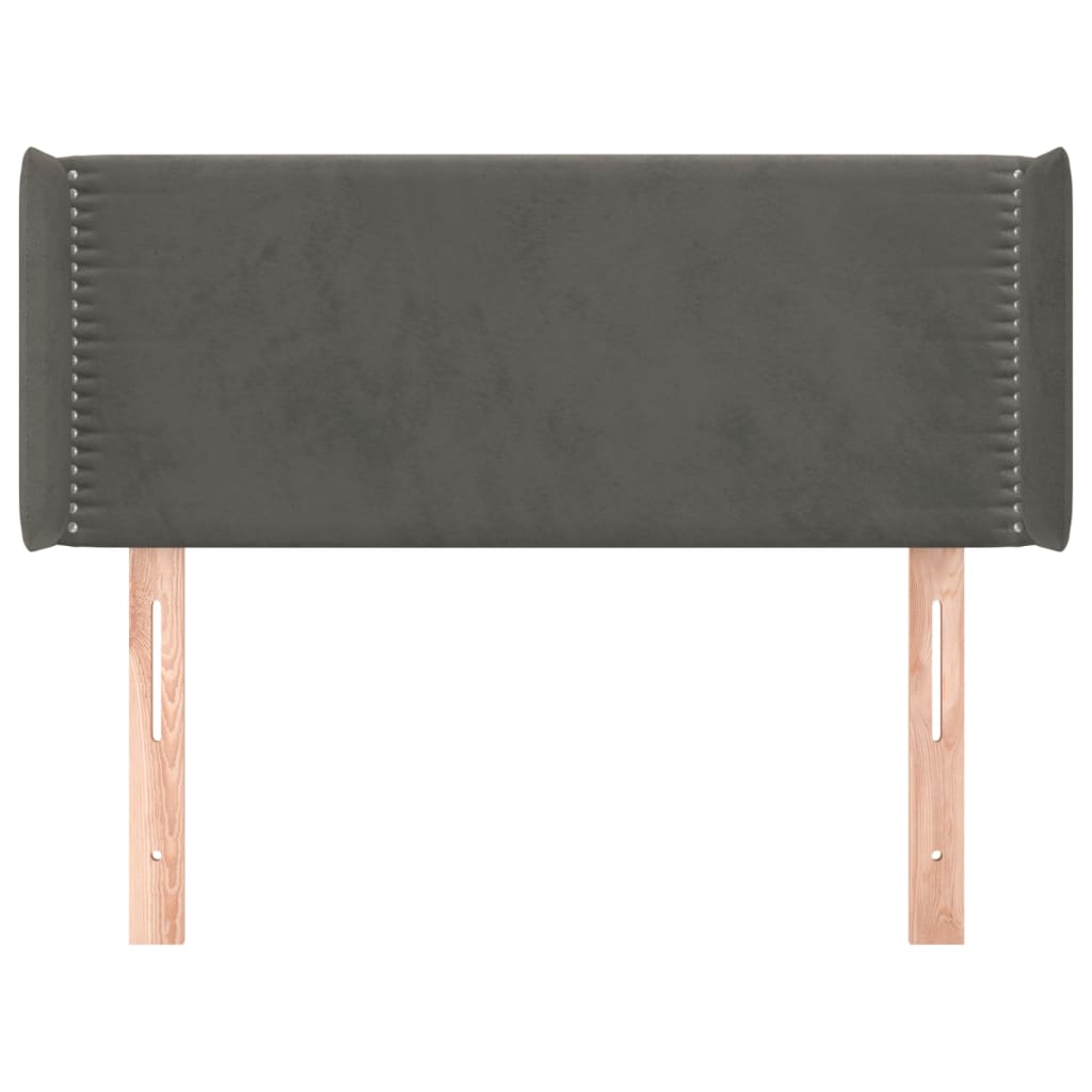 Testiera ad Orecchio-Testata con Orecchie Grigio Scuro 93x16x78/88 cm in Velluto 477338