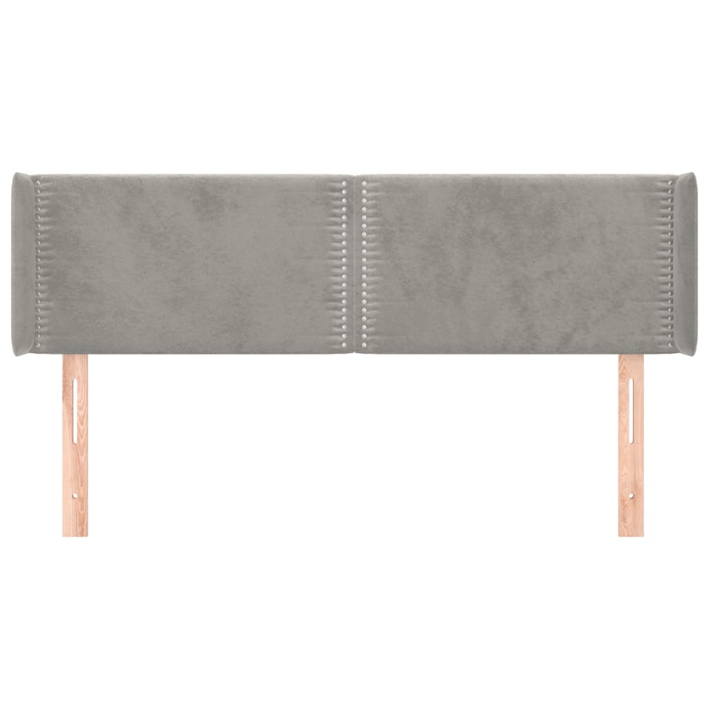 Testiera ad Orecchio-Testata con Orecchie Grigio Chiaro 147x16x78/88 cm in Velluto 432439