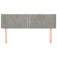 Testiera ad Orecchio-Testata con Orecchie Grigio Chiaro 147x16x78/88 cm in Velluto 432439