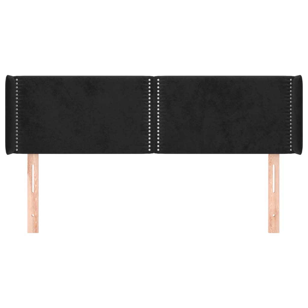 Testiera ad Orecchio Nera 147x16x78/88 cm in Velluto 3118678