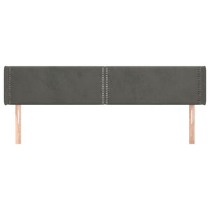 Testiera ad Orecchio-Testata con Orecchie Grigio Scuro 183x16x78/88 cm in Velluto 542165