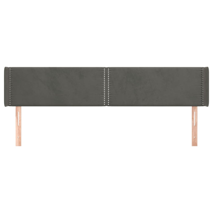 Testiera ad Orecchio-Testata con Orecchie Grigio Scuro 203x16x78/88 cm in Velluto 546261