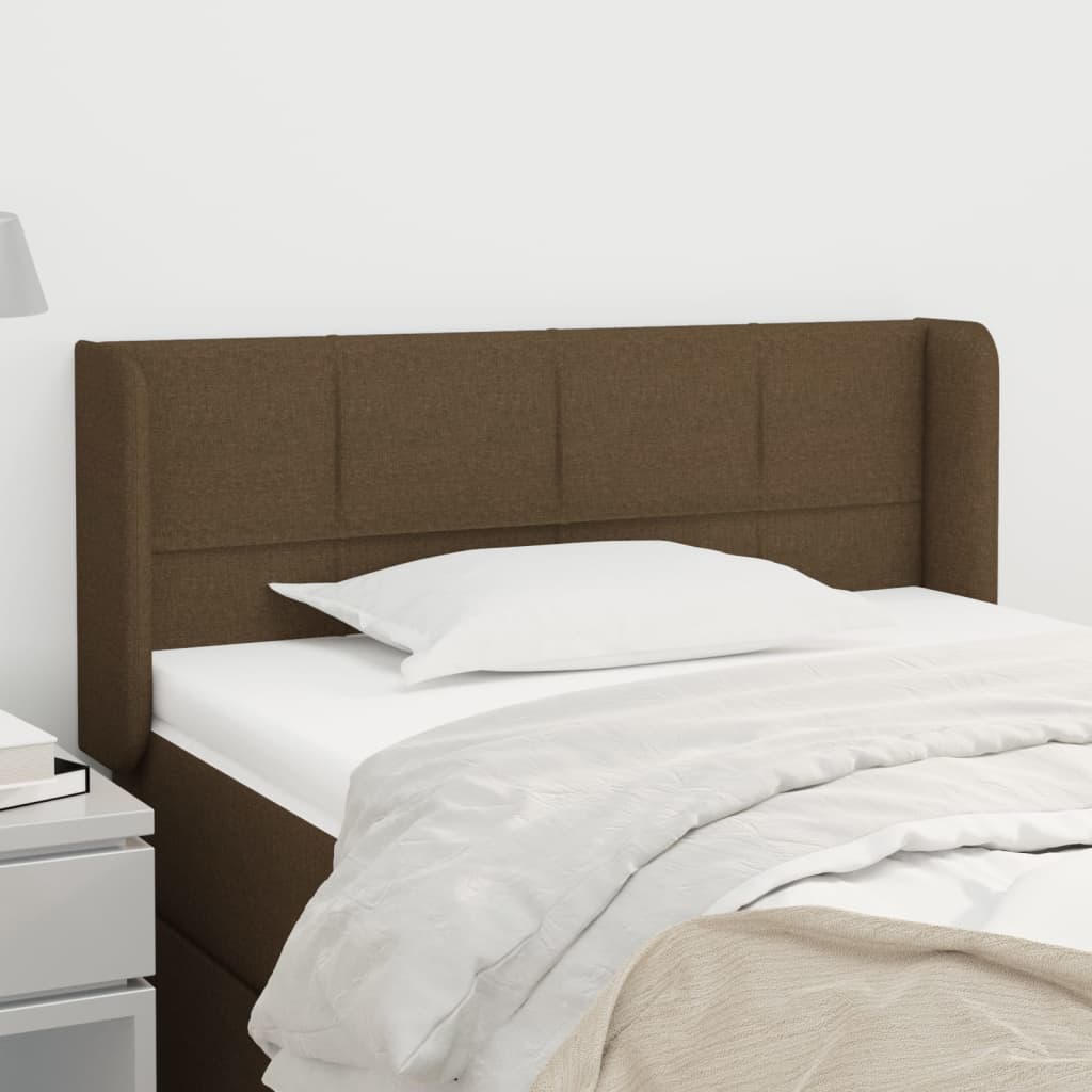 Testiera ad Orecchio-Testata con Orecchie Marrone Scuro 103x16x78/88 cm in Tessuto 159688