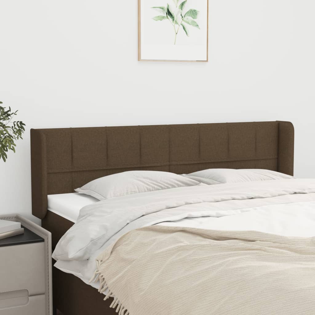 Testiera ad Orecchio-Testata con Orecchie Marrone Scuro 147x16x78/88 cm in Tessuto 349275